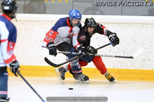 2014-10-11 Aosta-Hockey Milano Rossoblu U14 0212 Matteo Quartuccio